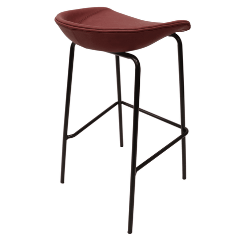 Servos Modern Barstool with Upholstered Faux Leather Seat and Powder Coated Iron Frame