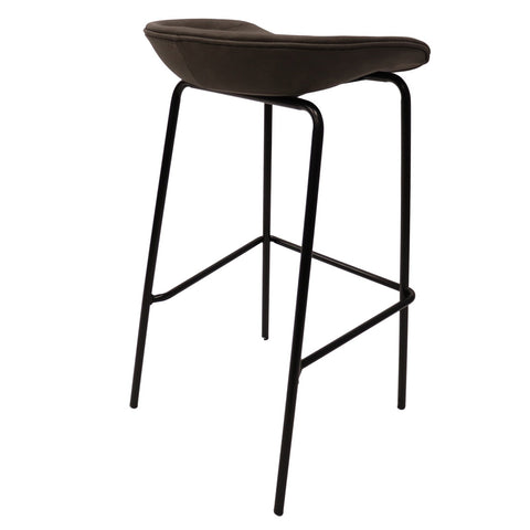 Servos Modern Barstool with Upholstered Faux Leather Seat and Powder Coated Iron Frame