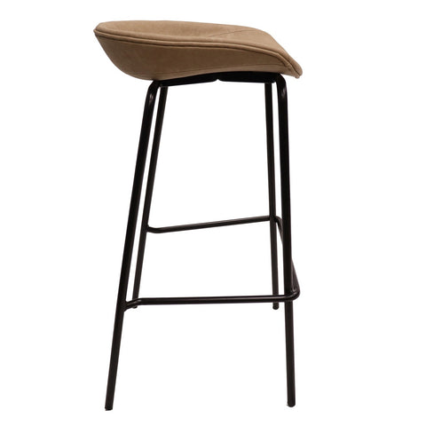 Servos Modern Barstool with Upholstered Faux Leather Seat and Powder Coated Iron Frame