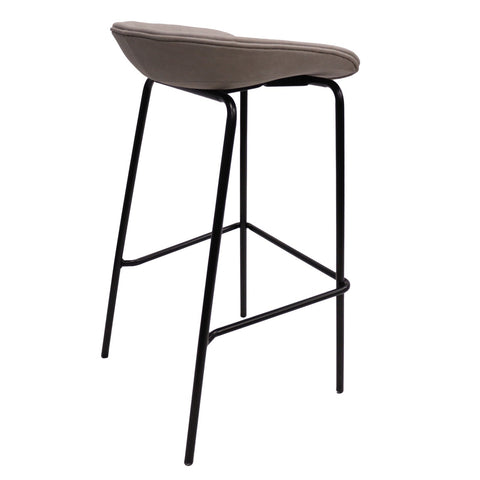 Servos Modern Barstool with Upholstered Faux Leather Seat and Powder Coated Iron Frame