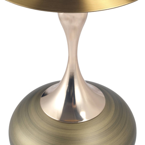 Savoy Wide Side Table with Gold Stainless Steel Top Round Accent Table and Elegant Pedestal Base