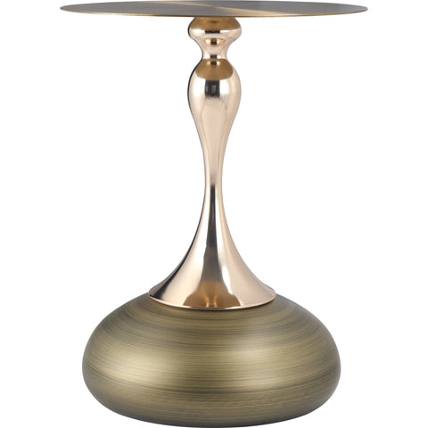 Savoy Wide Side Table with Gold Stainless Steel Top Round Accent Table and Elegant Pedestal Base