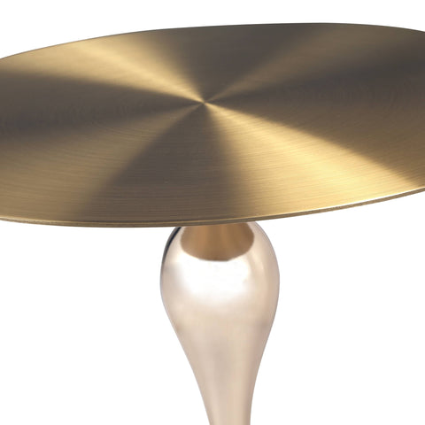 Savoy Wide Side Table with Gold Stainless Steel Top Round Accent Table and Elegant Pedestal Base