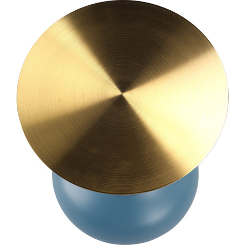 Savoy Wide Side Table with Gold Stainless Steel Top Round Accent Table and Elegant Pedestal Base