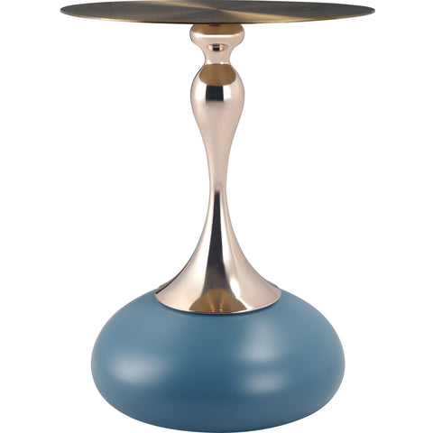 Savoy Wide Side Table with Gold Stainless Steel Top Round Accent Table and Elegant Pedestal Base