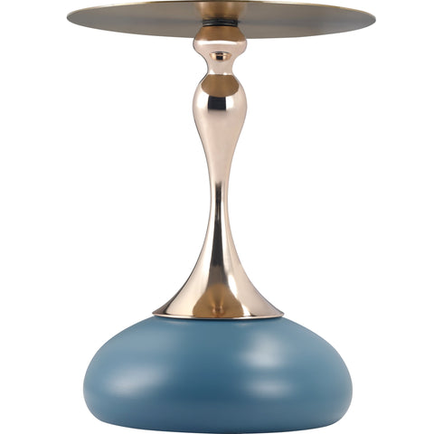 Savoy Wide Side Table with Gold Stainless Steel Top Round Accent Table and Elegant Pedestal Base