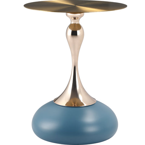 Savoy Wide Side Table with Gold Stainless Steel Top Round Accent Table and Elegant Pedestal Base