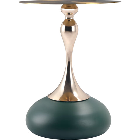 Savoy Wide Side Table with Gold Stainless Steel Top Round Accent Table and Elegant Pedestal Base