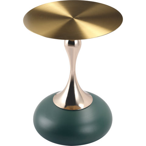 Savoy Wide Side Table with Gold Stainless Steel Top Round Accent Table and Elegant Pedestal Base