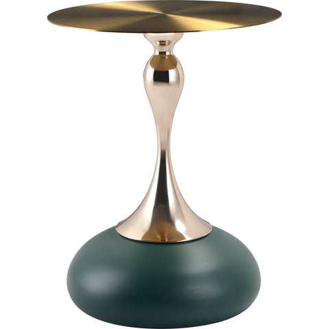 Savoy Wide Side Table with Gold Stainless Steel Top Round Accent Table and Elegant Pedestal Base