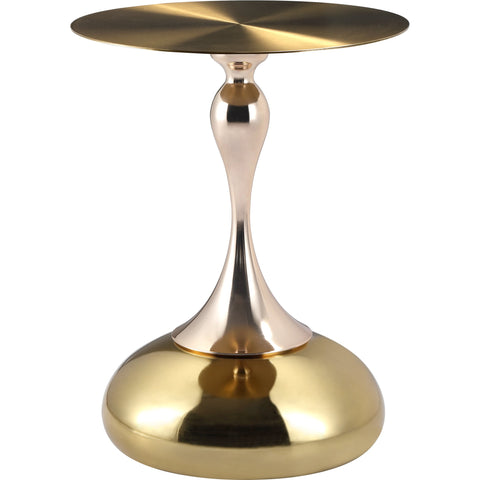 Savoy Wide Side Table with Gold Stainless Steel Top Round Accent Table and Elegant Pedestal Base