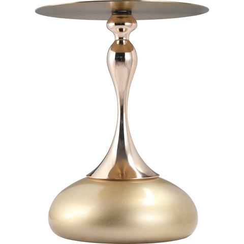 Savoy Wide Side Table with Gold Stainless Steel Top Round Accent Table and Elegant Pedestal Base