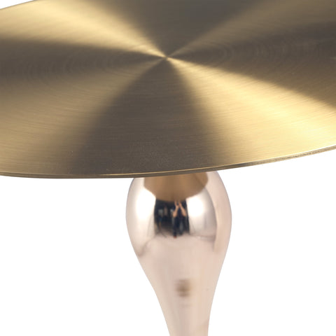 Savoy Wide Side Table with Gold Stainless Steel Top Round Accent Table and Elegant Pedestal Base