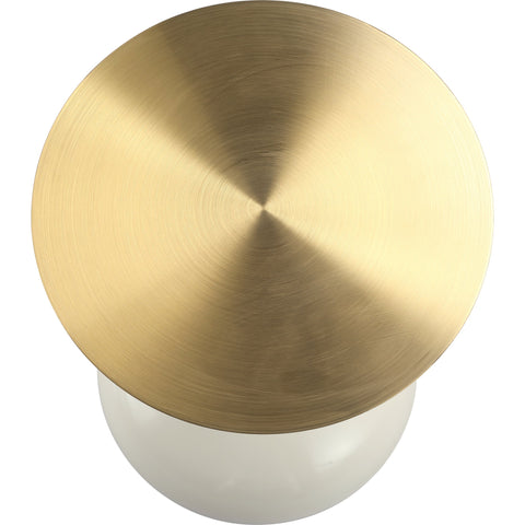 Savoy Wide Side Table with Gold Stainless Steel Top Round Accent Table and Elegant Pedestal Base