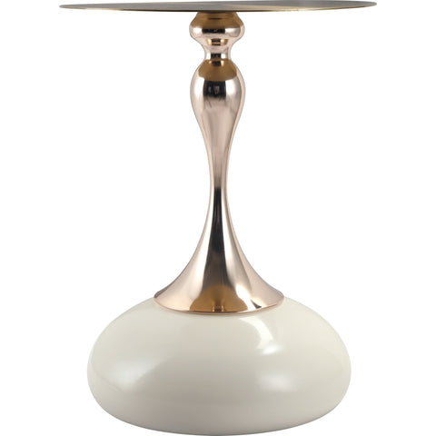 Savoy Wide Side Table with Gold Stainless Steel Top Round Accent Table and Elegant Pedestal Base