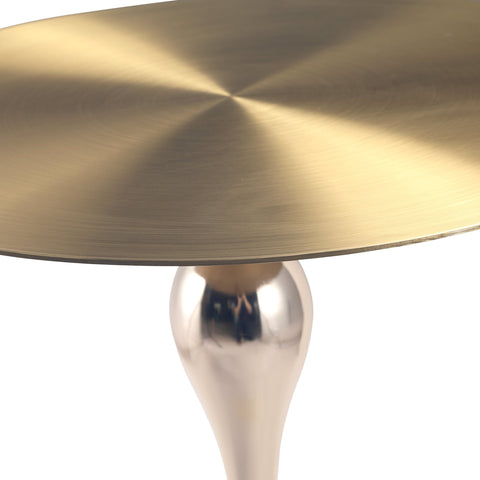 Savoy Wide Side Table with Gold Stainless Steel Top Round Accent Table and Elegant Pedestal Base