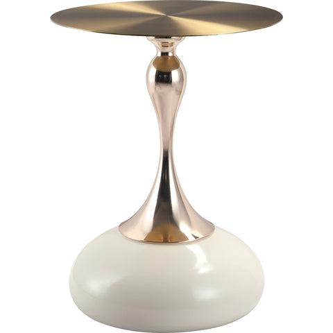 Savoy Wide Side Table with Gold Stainless Steel Top Round Accent Table and Elegant Pedestal Base