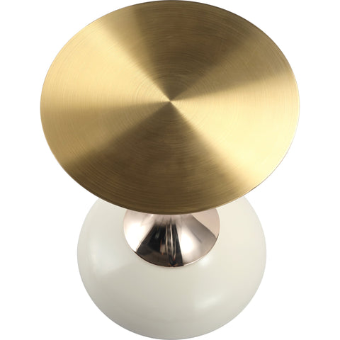 Savoy Wide Side Table with Gold Stainless Steel Top Round Accent Table and Elegant Pedestal Base