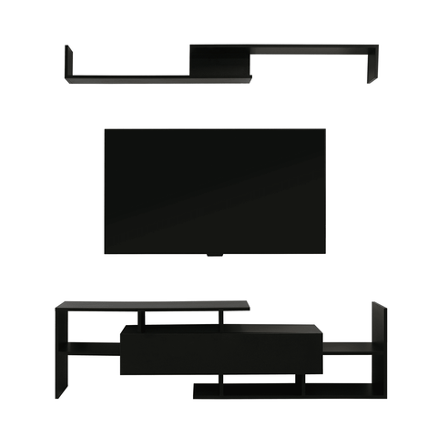 Surrey Modern TV Stand with MDF Shelves and Bookcase for Living Room