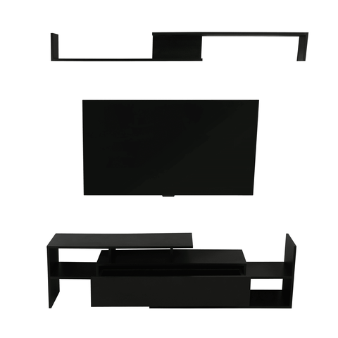 Surrey Modern TV Stand with MDF Shelves and Bookcase for Living Room