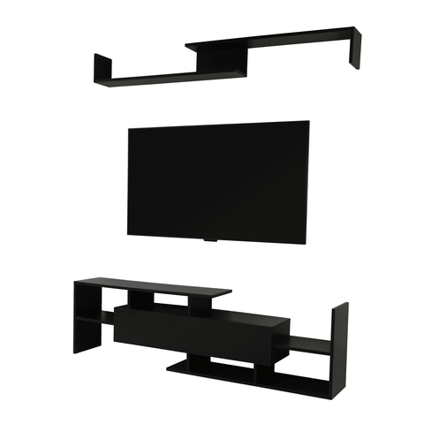 Surrey Modern TV Stand with MDF Shelves and Bookcase for Living Room