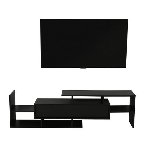 Surrey Modern TV Stand with MDF Shelves and Bookcase for Living Room