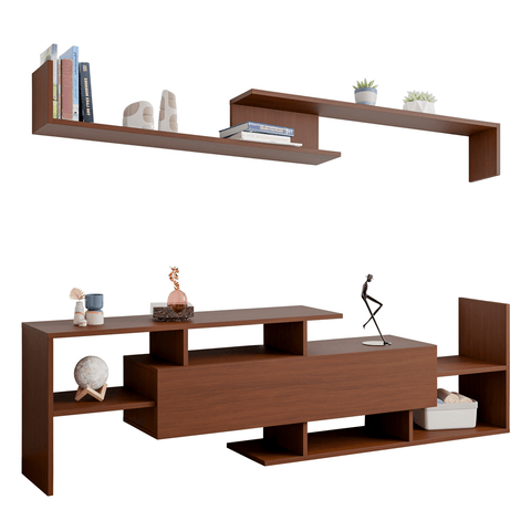 Surrey Modern TV Stand with MDF Shelves and Bookcase for Living Room