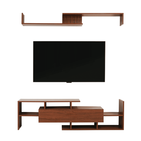 Surrey Modern TV Stand with MDF Shelves and Bookcase for Living Room