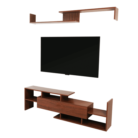 Surrey Modern TV Stand with MDF Shelves and Bookcase for Living Room