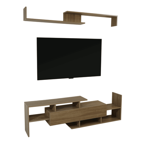 Surrey Modern TV Stand with MDF Shelves and Bookcase for Living Room