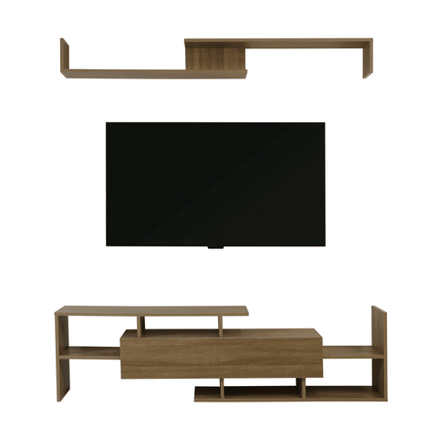 Surrey Modern TV Stand with MDF Shelves and Bookcase for Living Room