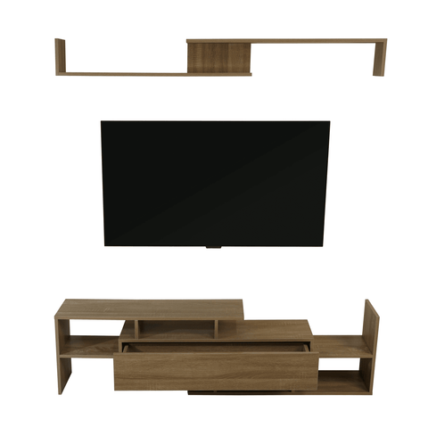 Surrey Modern TV Stand with MDF Shelves and Bookcase for Living Room