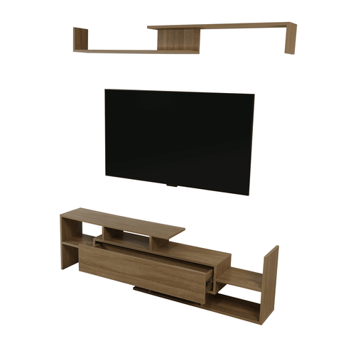 Surrey Modern TV Stand with MDF Shelves and Bookcase for Living Room