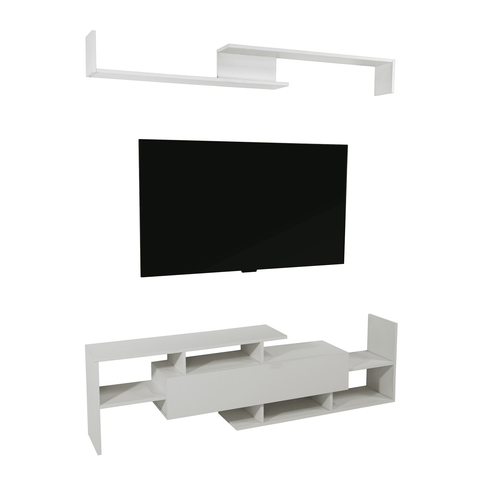 Surrey Modern TV Stand with MDF Shelves and Bookcase for Living Room