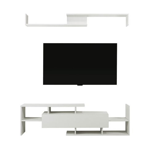 Surrey Modern TV Stand with MDF Shelves and Bookcase for Living Room