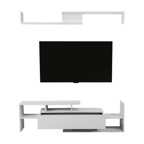 Surrey Modern TV Stand with MDF Shelves and Bookcase for Living Room