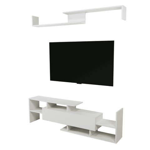 Surrey Modern TV Stand with MDF Shelves and Bookcase for Living Room