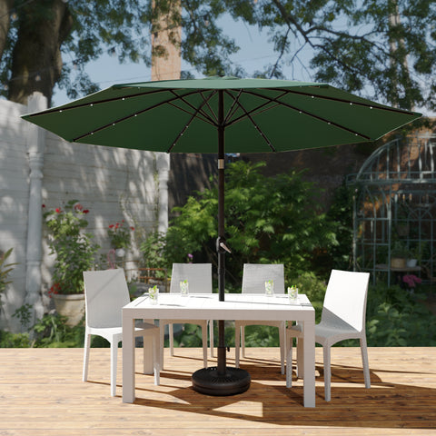 Sierra 9' Outdoor Patio Tilt Market Umbrella with Solar LED Lights