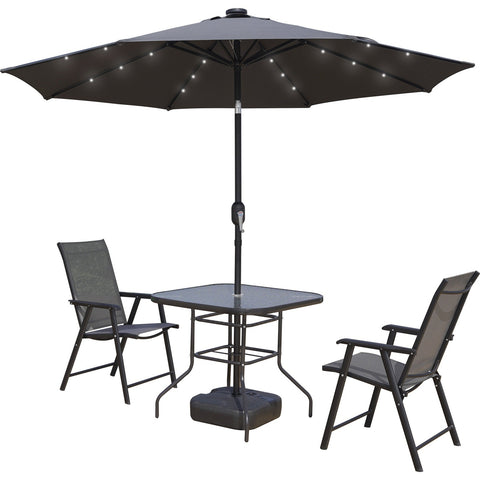 Sierra 9' Outdoor Patio Tilt Market Umbrella with Solar LED Lights