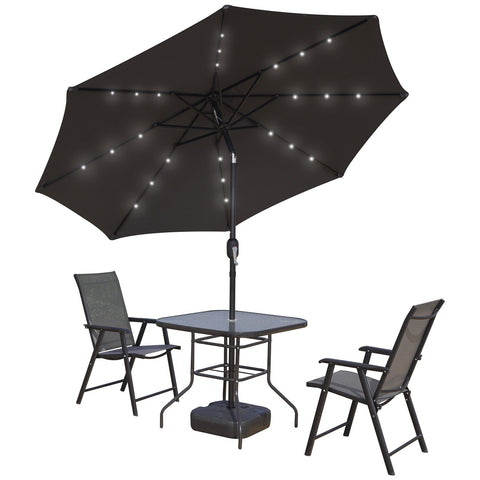 Sierra 9' Outdoor Patio Tilt Market Umbrella with Solar LED Lights