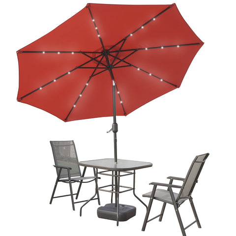 Sierra 9' Outdoor Patio Tilt Market Umbrella with Solar LED Lights