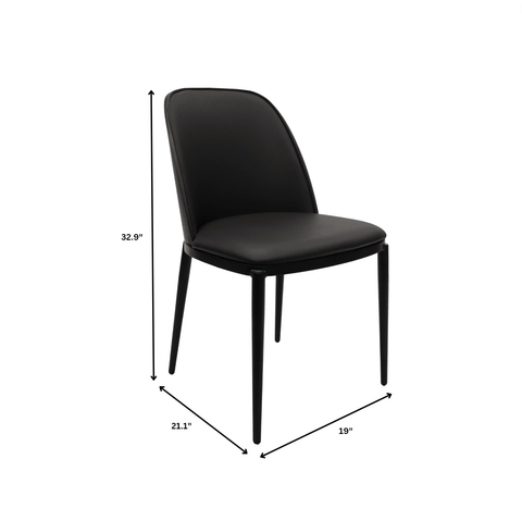 Tule Dining Side Chair with Upholstered Seat and Powder-Coated Steel Frame Set of 4