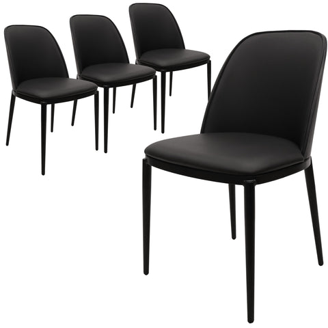 Tule Dining Side Chair with Upholstered Seat and Powder-Coated Steel Frame Set of 4