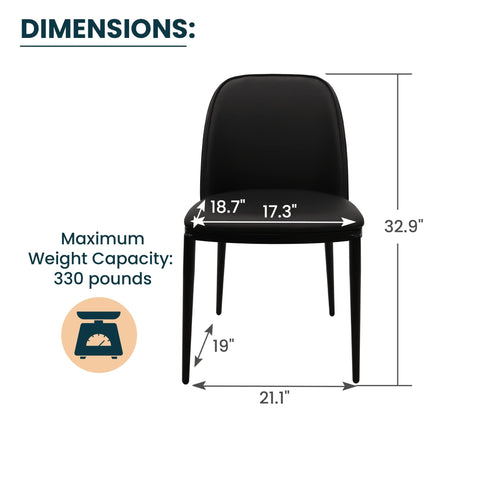 Tule Dining Side Chair with Upholstered Seat and Powder-Coated Steel Frame