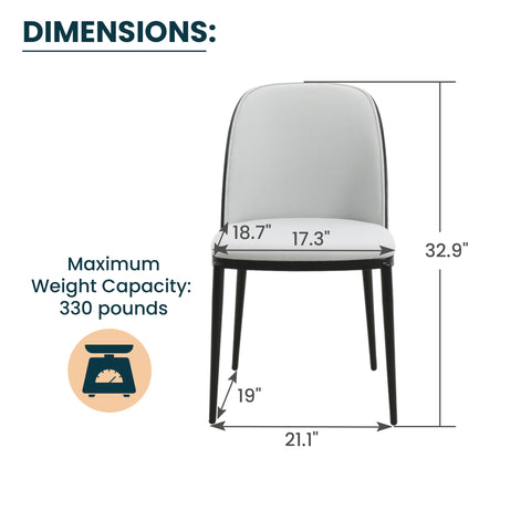 Tule Dining Side Chair with Upholstered Seat and Powder-Coated Steel Frame