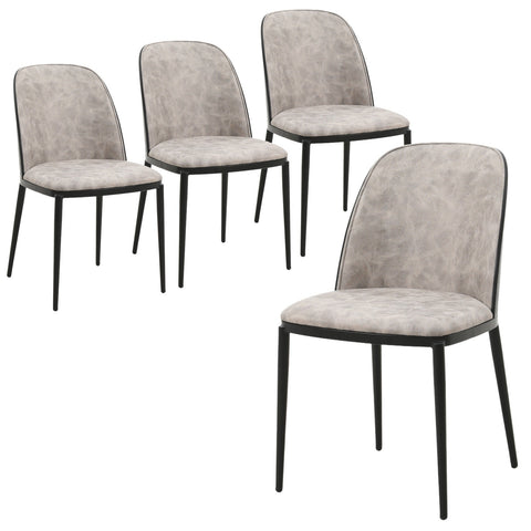 Tule Dining Side Chair with Upholstered Seat and Powder-Coated Steel Frame Set of 4