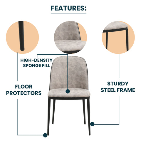 Tule Dining Side Chair with Upholstered Seat and Powder-Coated Steel Frame