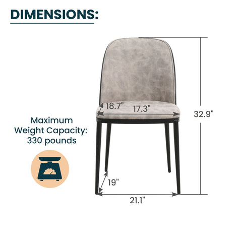 Tule Dining Side Chair with Upholstered Seat and Powder-Coated Steel Frame