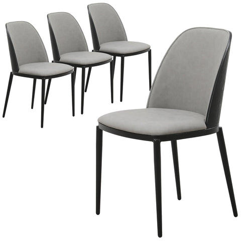 Tule Dining Side Chair with Upholstered Seat and Powder-Coated Steel Frame Set of 4