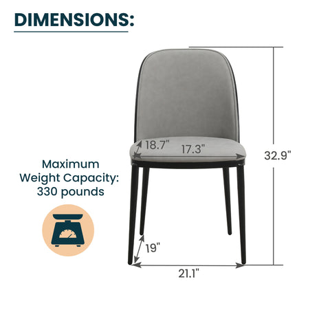 Tule Dining Side Chair with Upholstered Seat and Powder-Coated Steel Frame